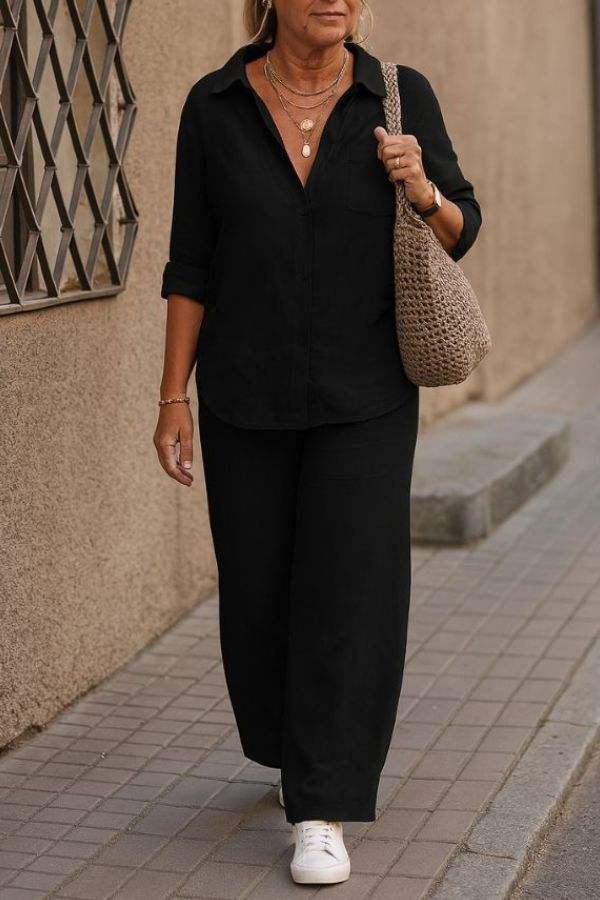 Relaxed Shirt & Trousers Two-Piece Set