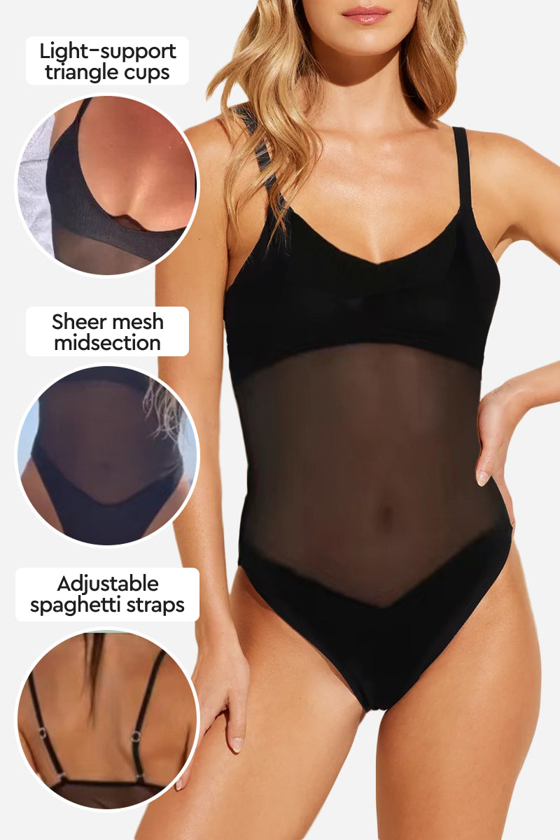 Mesh Tan-Through One Piece Swimsuit
