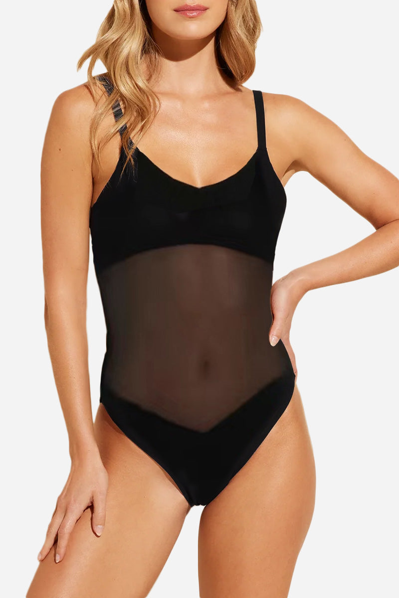 Mesh Tan-Through One Piece Swimsuit