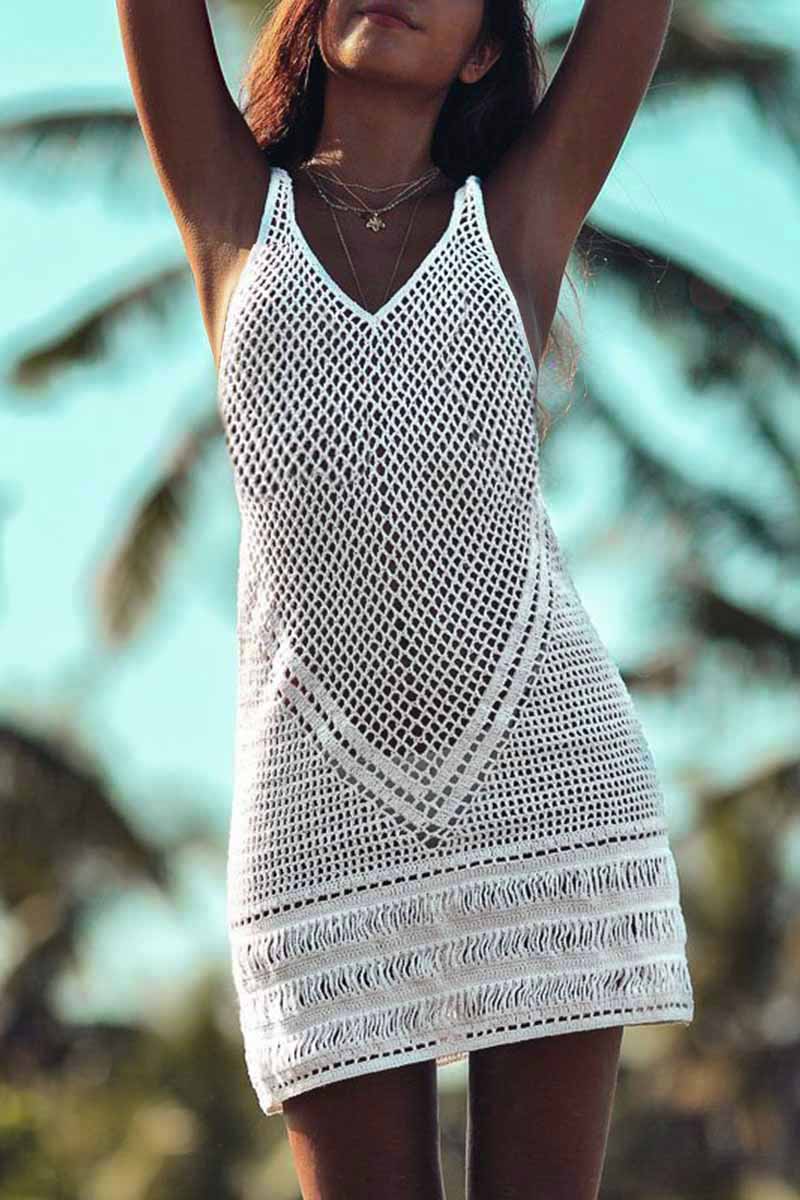 Drop Armhole Crochet String Vest Dress