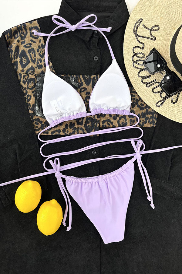 Mini Simple Bandage Split Bikini Swimsuit