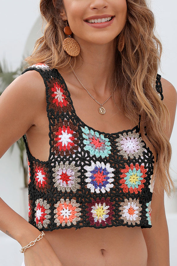 Short-Cropped Vest Crochet Top Clothing