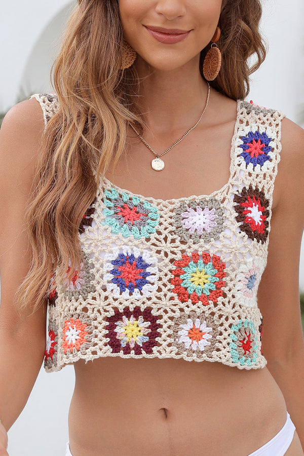 Short-Cropped Vest Crochet Top Clothing