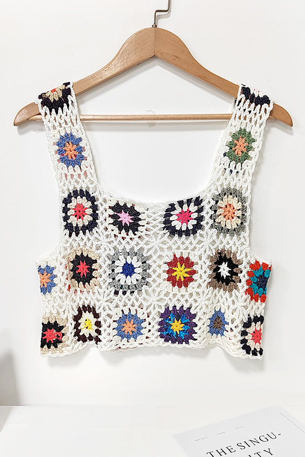 Short-Cropped Vest Crochet Top Clothing