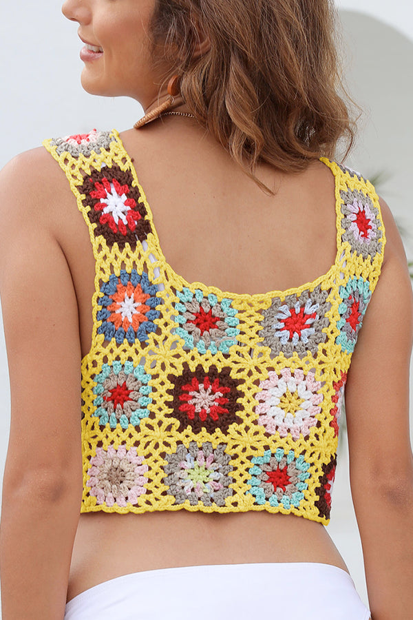 Short-Cropped Vest Crochet Top Clothing