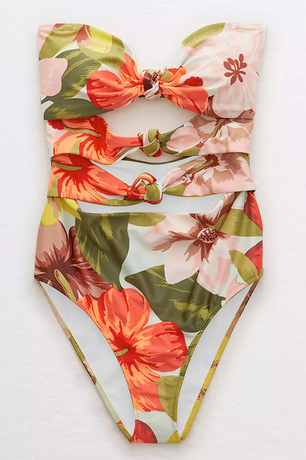 Flower Printed One Piece Swimsuit